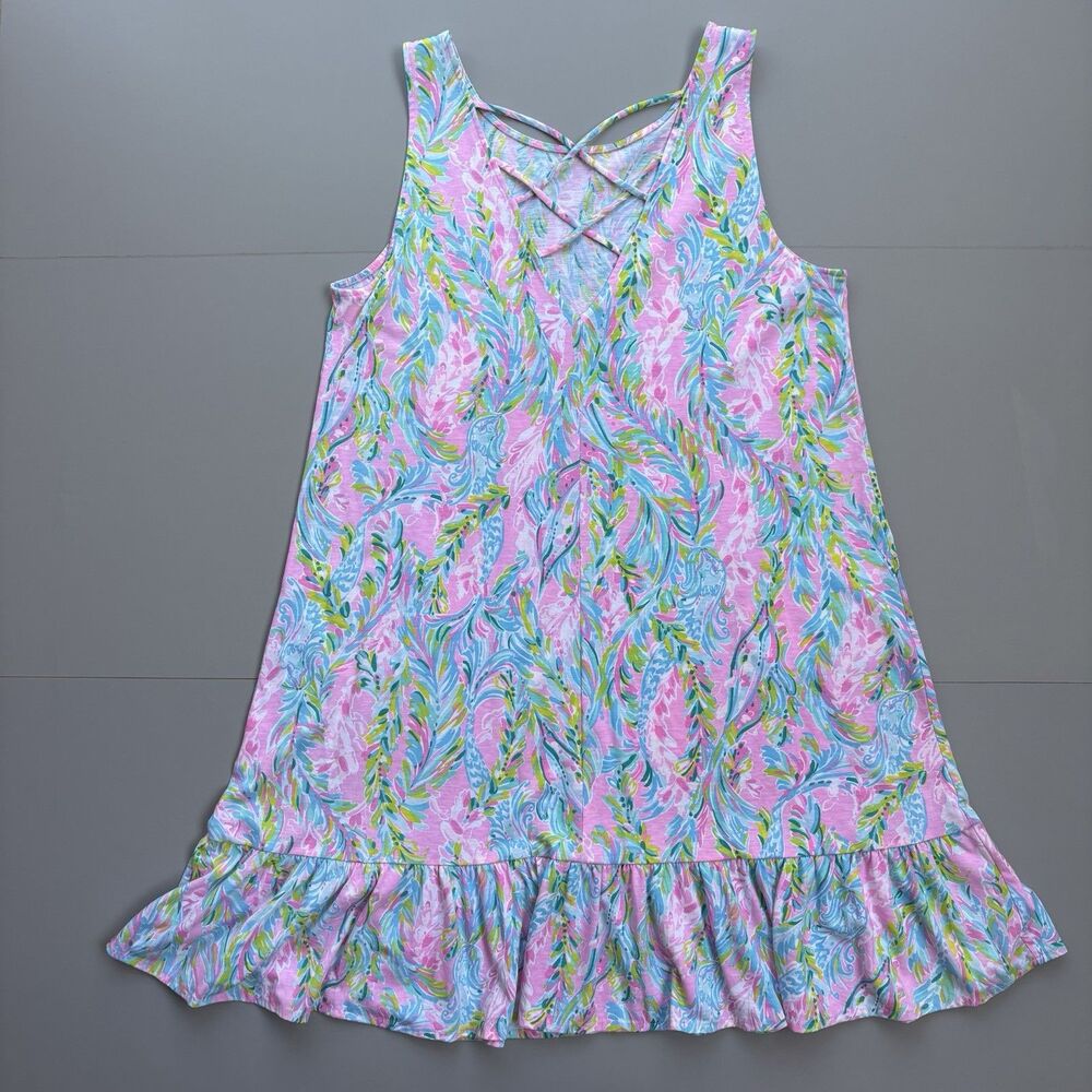 Lilly Pulitzer Pastel Pink Green Blue Floral Midi Dress - Picture 5 of 13